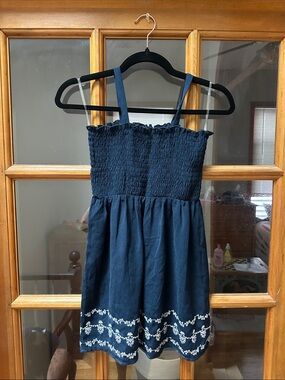 BCBGirls Navy Blue Sundress with White Embroidered Hem